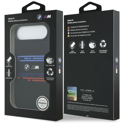 Etui BMW M Silicon Horizontal Line MagSafe do Apple iPhone Air czarny