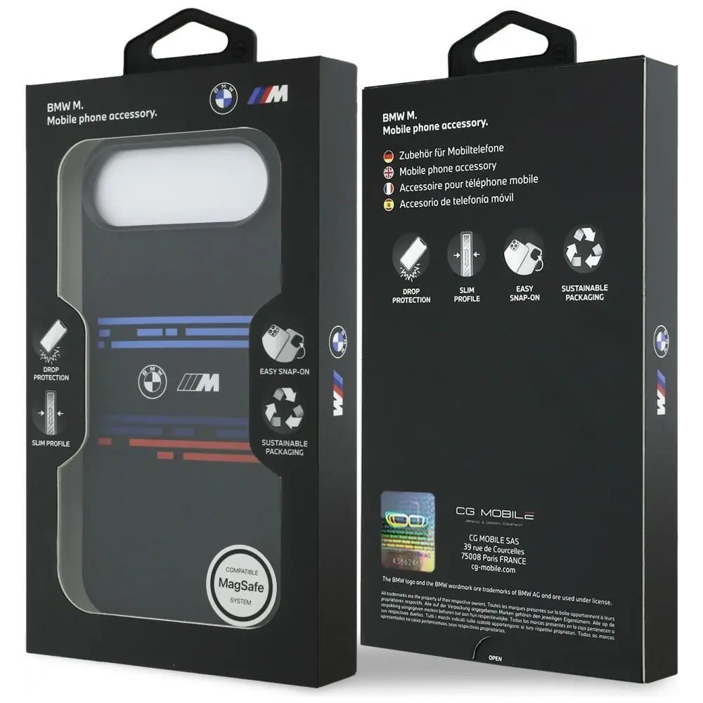 Etui BMW M Silicon Horizontal Line MagSafe do Apple iPhone Air czarny