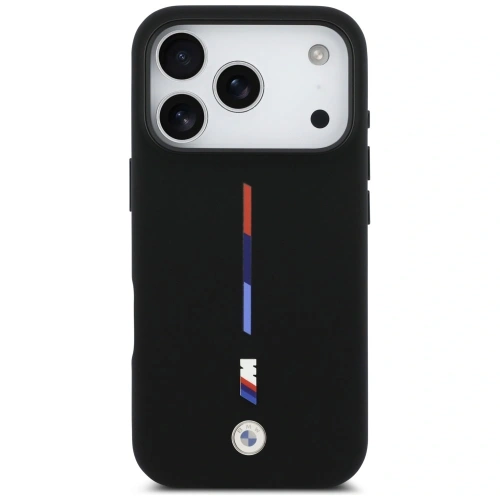 Etui BMW M Silicon Tricolor Line MagSafe do Apple iPhone 17 Pro czarny