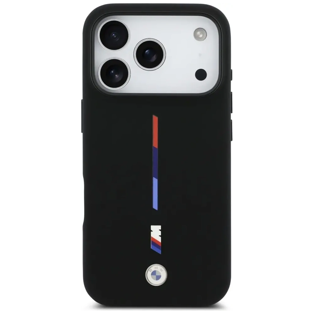 Etui BMW M Silicon Tricolor Line MagSafe do Apple iPhone 17 Pro czarny