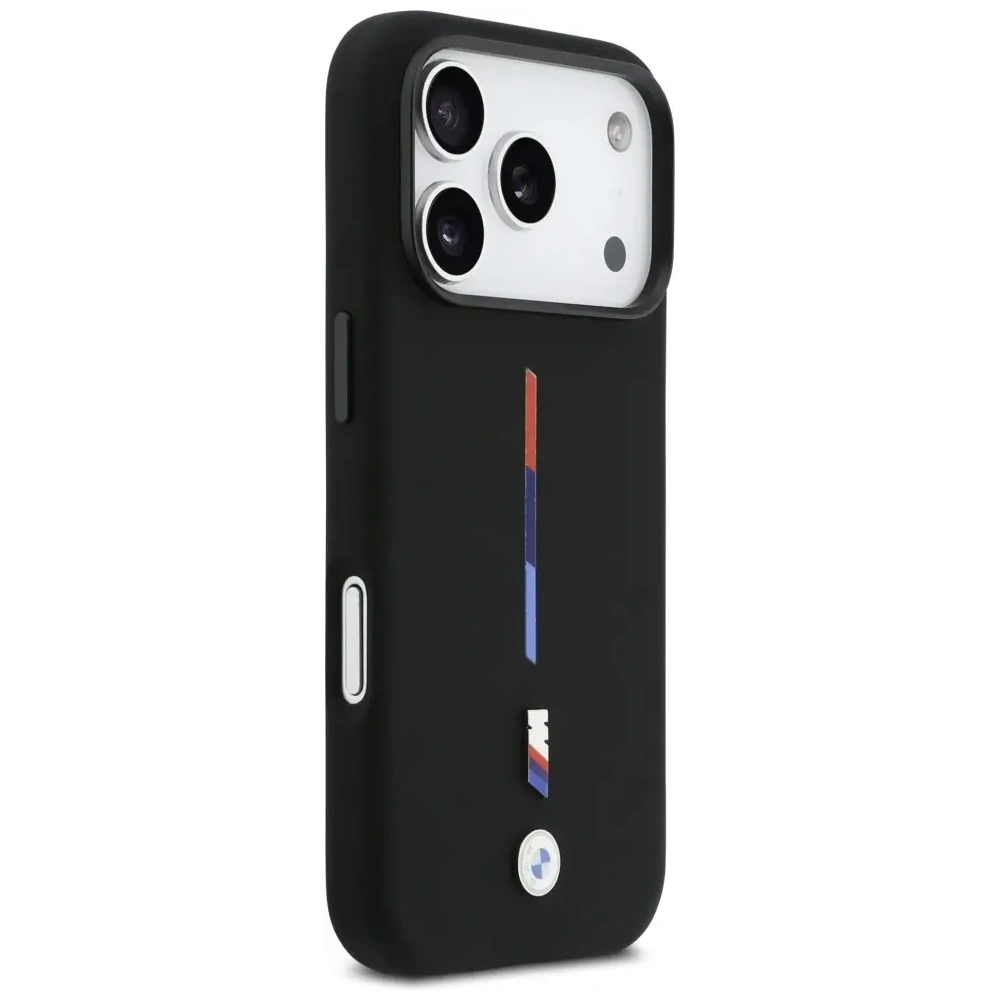 Etui BMW M Silicon Tricolor Line MagSafe do Apple iPhone 17 Pro czarny