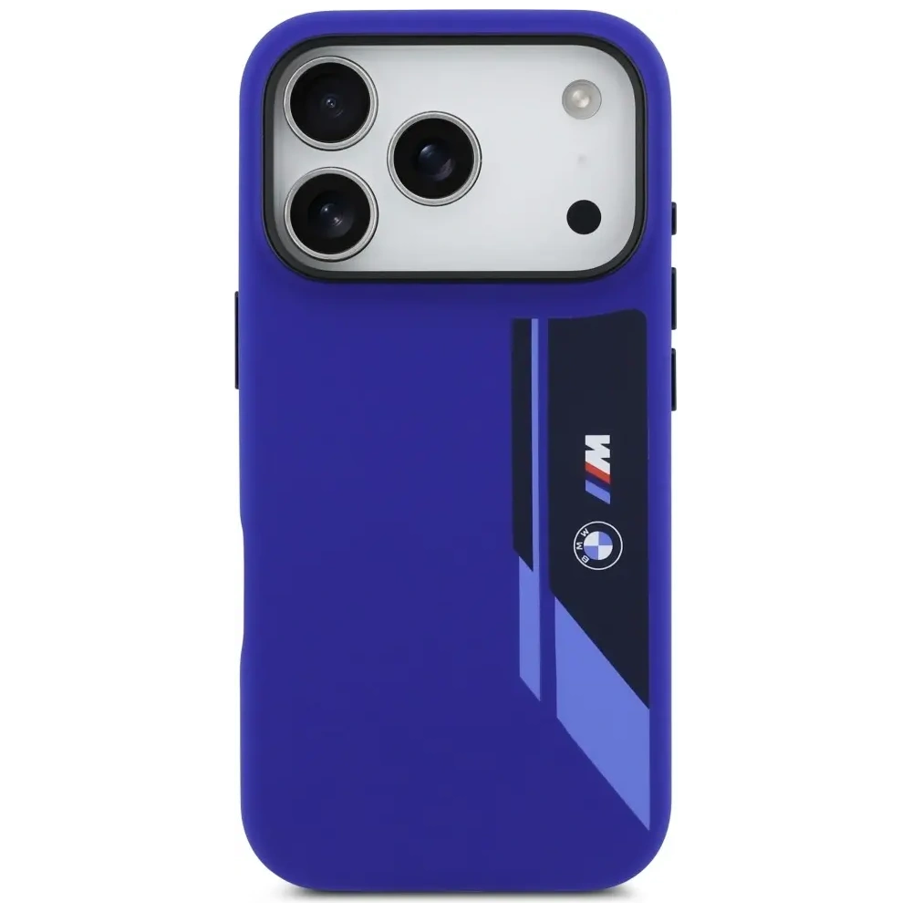 Etui BMW M Silicon Vertical Logo MagSafe do Apple iPhone 17 Pro granatowy