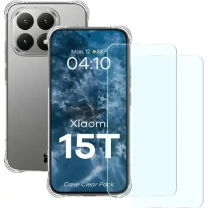 Elastyczne etui + 2x szkło hartowane Bizon Case Clear Pack do Xiaomi 15T