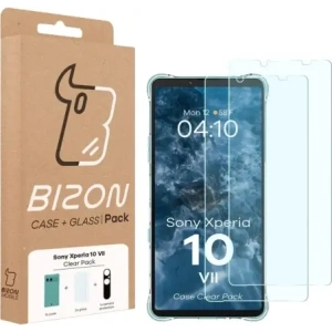 Etui + 2x szkło hartowane + szkiełko na obiektyw Bizon Case Clear Pack do Sony Xperia 10 VII