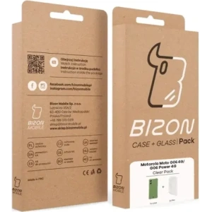 Elastyczne etui + 2x folia na ekran Bizon Case Clear Pack do Motorola Moto G06 4G / G06 Power 4G