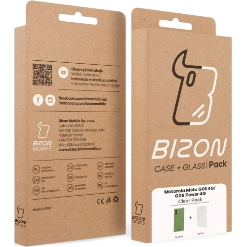 Elastyczne etui + 2x folia na ekran Bizon Case Clear Pack do Motorola Moto G06 4G / G06 Power 4G