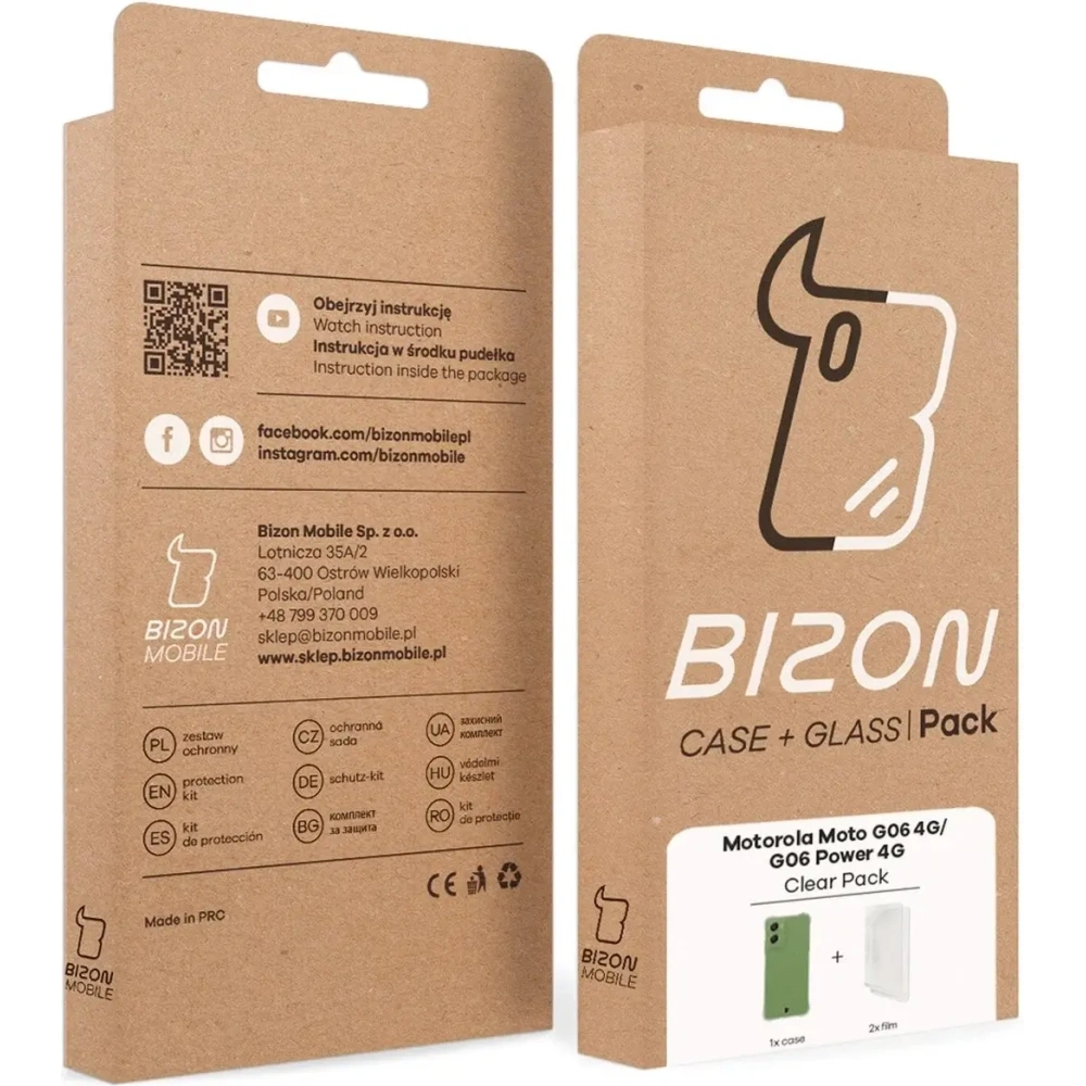 Elastyczne etui + 2x folia na ekran Bizon Case Clear Pack do Motorola Moto G06 4G / G06 Power 4G