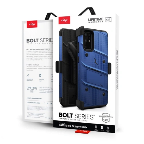 Kup Páncélozott tok Zizo Bolt Cover Samsung Galaxy S20+ Plus és állvány & övtartó (Kék/Fekete) - ZIZ033BLUBLK - {ean13} - Sklep Home Screen