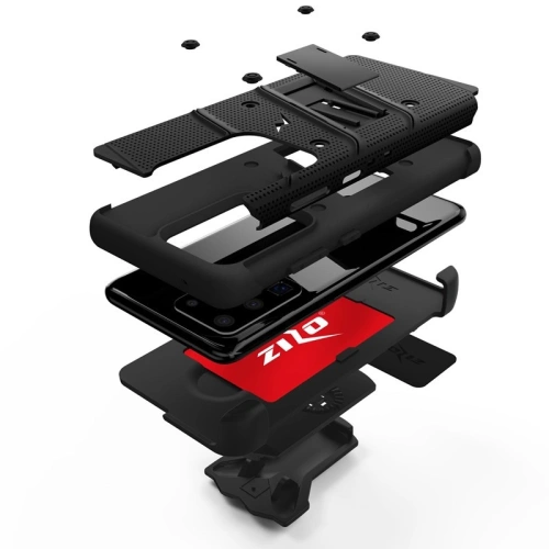Kup Pereche de etui Pancerne Zizo Bolt Cover Samsung Galaxy S20 Ultra și suport & prindere pentru curea (Negru/Negru) - ZIZ035BLK - {ean13} - Sklep Home Screen
