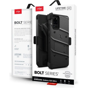 Kup Pancerne etui Zizo Bolt Cover Samsung Galaxy S20 Ultra a stojan & držák na pás (Černá/Černá) - ZIZ035BLK - {ean13} - Sklep Home Screen
