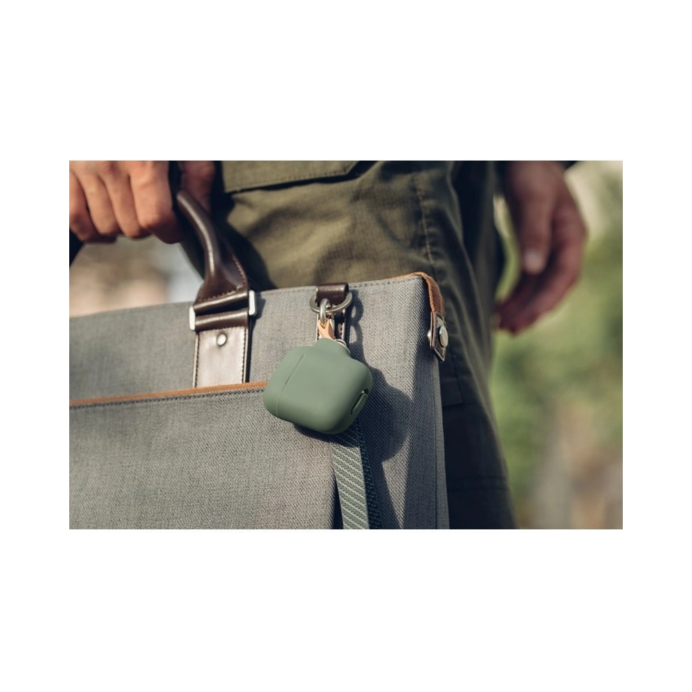 Etui Moshi Pebbo Apple AirPods z odpinanym paskiem na rękę (Mint Green)