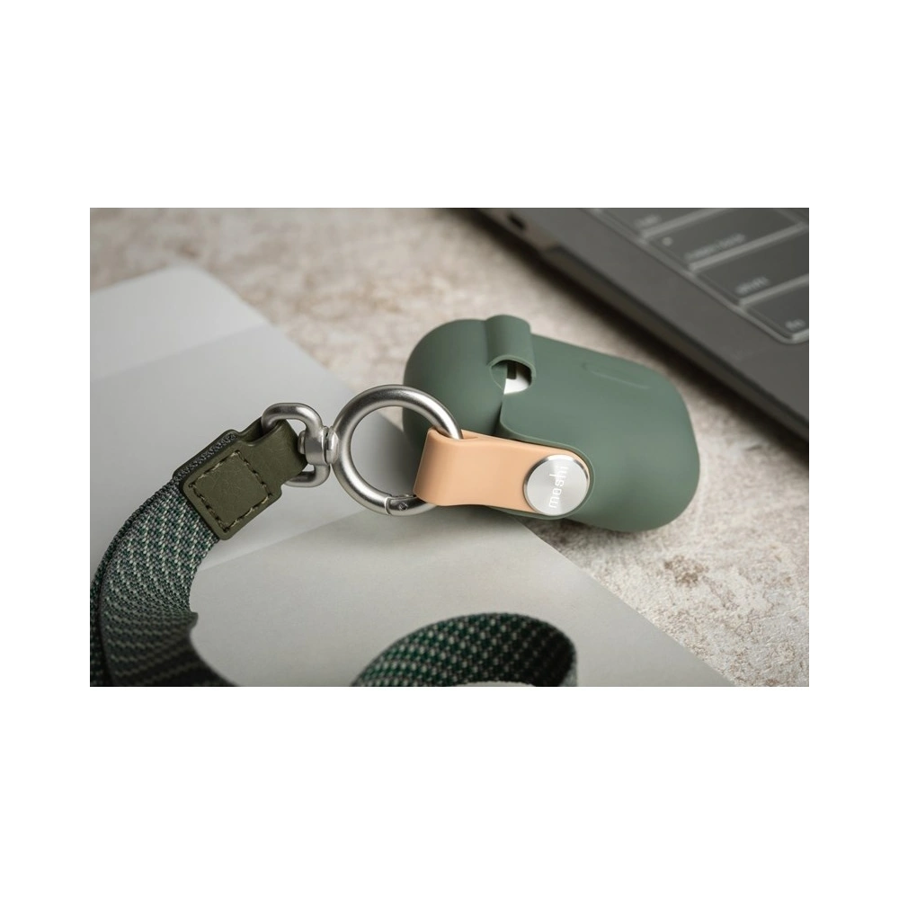 Etui Moshi Pebbo Apple AirPods z odpinanym paskiem na rękę (Mint Green)