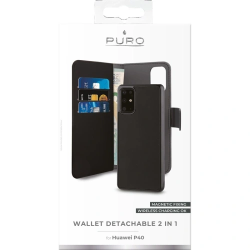 Kup Etui PURO Wallet Detachable 2w1 Huawei P40 (czarny) - PUR235BLK - {ean13} - Sklep Home Screen