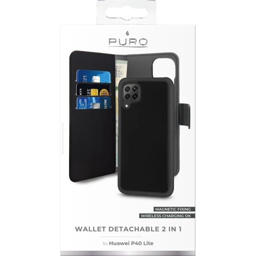 Kup Etui PURO Wallet Detachable 2w1 Huawei P40 Lite (czarny) - PUR238BLK - {ean13} - Sklep Home Screen