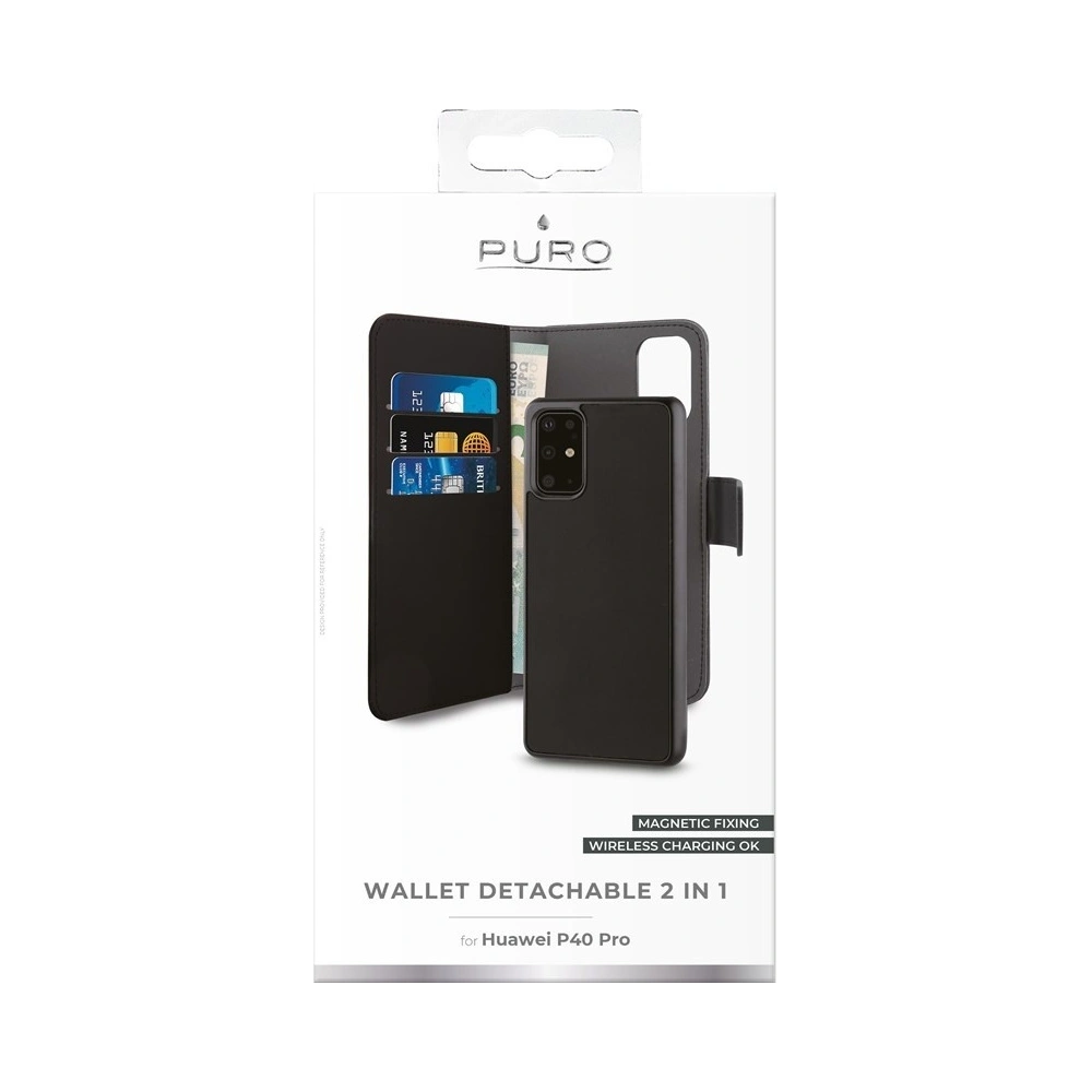 Etui PURO Wallet Detachable 2w1 Huawei P40 Pro (czarny)
