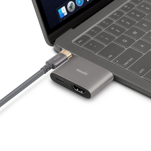 Kup Adapter Moshi USB-C do HDMI 4K i HDR z obsługą ładowania Power Delivery 60W (Titanium Gray) - MOSH081GRY - {ean13} - Sklep Home Screen