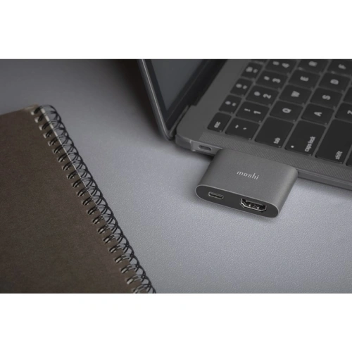 Kup Adapter Moshi USB-C do HDMI 4K i HDR z obsługą ładowania Power Delivery 60W (Titanium Gray) - MOSH081GRY - {ean13} - Sklep Home Screen