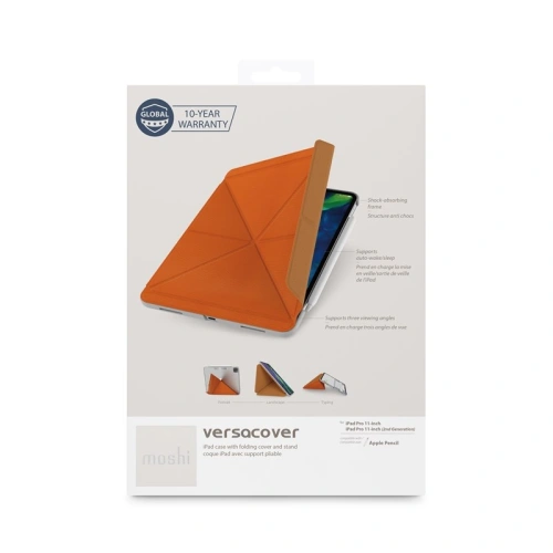 Buy Moshi VersaCover - Origami Folding Case & Stand for iPad Pro 11 (2020/2018) with Apple Pencil holder (Sienna Orange) - MOSH084ORG - {ean13} - Home Screen Store Europe