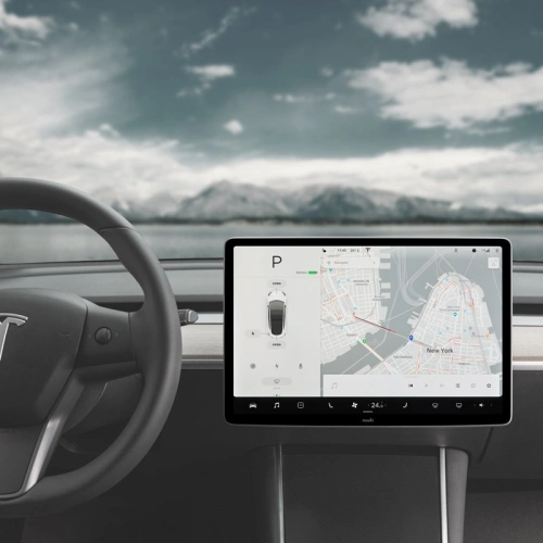 Kup Matowa folia ochronna na ekran konsoli centralnej Moshi iVisor AG Tesla Model 3 (Black/Clear Matte) - MOSH086BLK - {ean13} - Sklep Home Screen