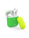 Etui PURO ICON Fluo Case Apple AirPods 1/2 extra védőburkolattal (Fluo Zöld + Fluo Sárga Sapka)