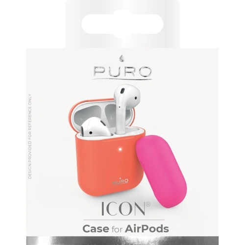 Kup Etui PURO ICON Fluo Case Apple AirPods 1/2 z dodatkową osłonką (Fluo Orange + Fluo Fuchsia Cap) - PUR253ORG - {ean13} - Sklep Home Screen