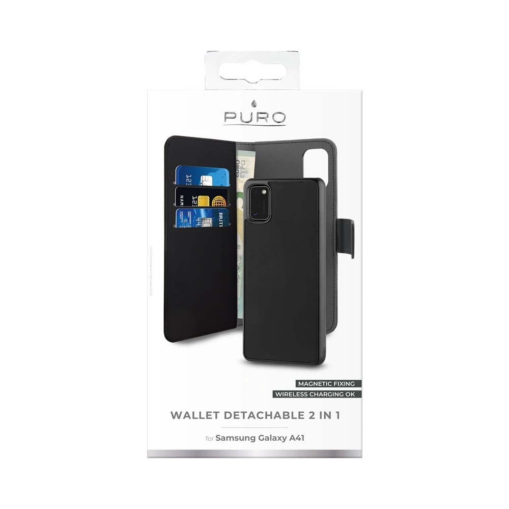 Etui PURO Wallet Detachable 2w1 Samsung Galaxy A41 (czarny)