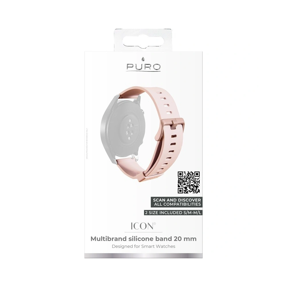 Uniwersalny pasek smartwatch PURO ICON Multibrand Wristband 20mm (S/M & M/L) (piaskowy róż)