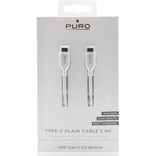 Buy PURO Fast Charging Plain Type-C Cable, 2A, 60W, 2 m (white) - PUR297WHT - {ean13} - Home Screen Store Europe