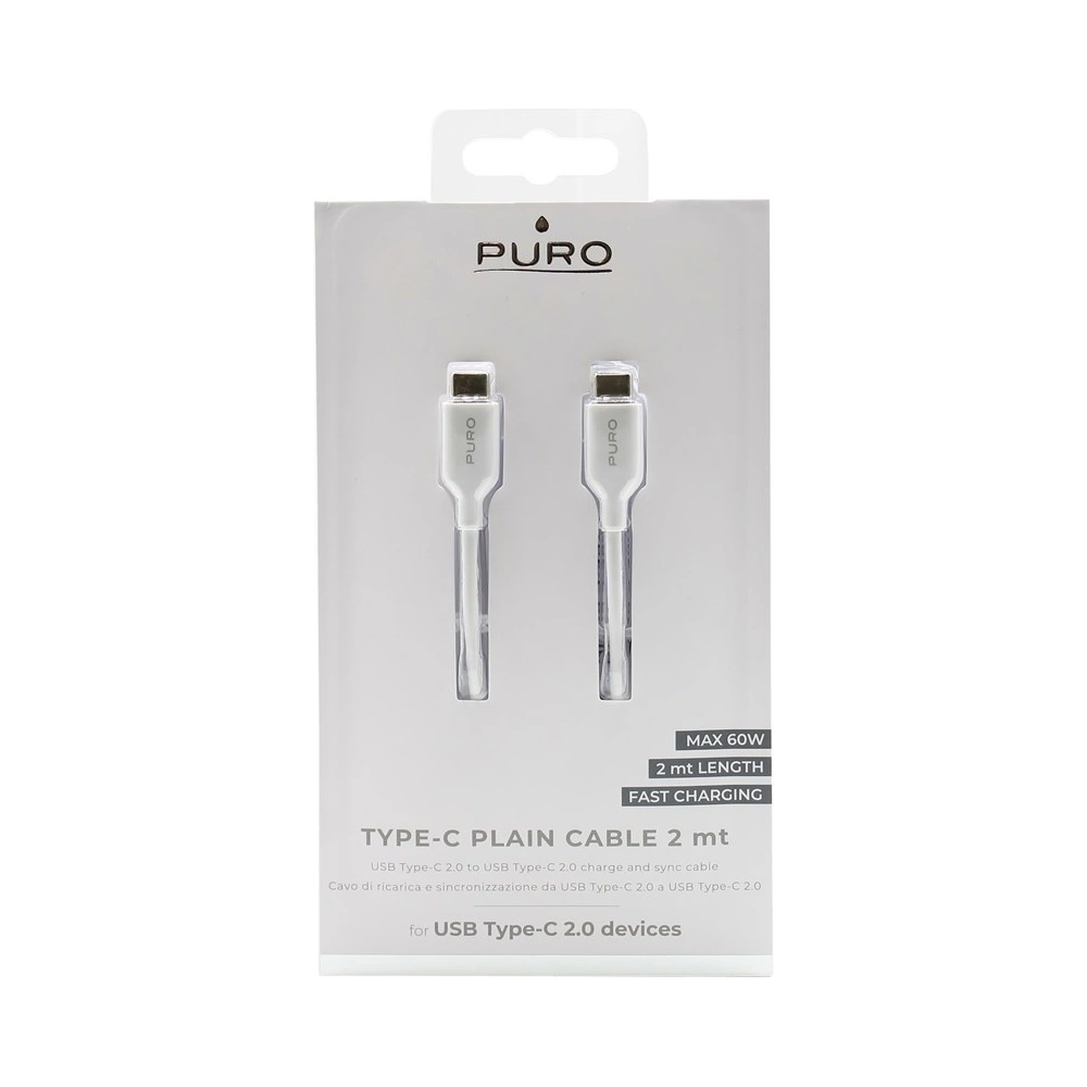 Kabel PURO Fast Charging Plain Type-C Cable, 2A, 60W, 2m (biały)