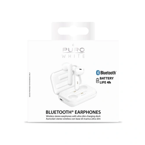 Kup PURO Weißer drahtloser Bluetooth-Kopfhörer TWS 5.0 mit Ladetasche (weiß) - PUR301WHT - {ean13} - Sklep Home Screen