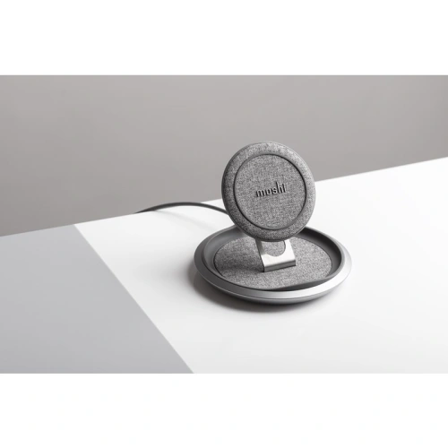 Kup Încărcător wireless cu inducție Moshi Lounge Q Wireless Charging Stand pentru iPhone și Android 15W (Nordic Gray) - MOSH089GRY - {ean13} - Sklep Home Screen