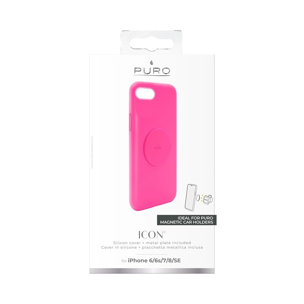 Etui magnetyczne PURO ICON+ Cover Apple iPhone SE 2022/SE 2020/8/7/6s/6 (fluo fuksja)