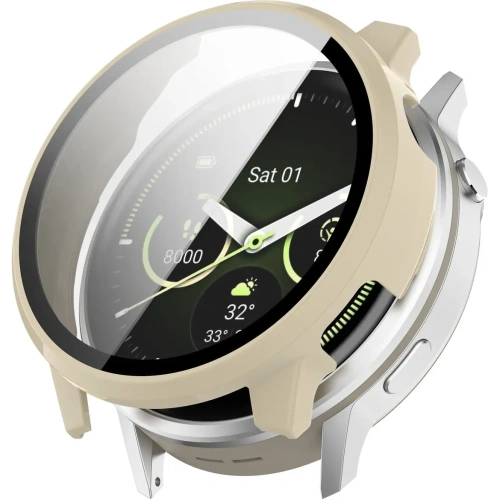 Etui ze szkłem do zegarka Bizon Case+Glass Watch do Garmin Venu 4 41mm beżowe