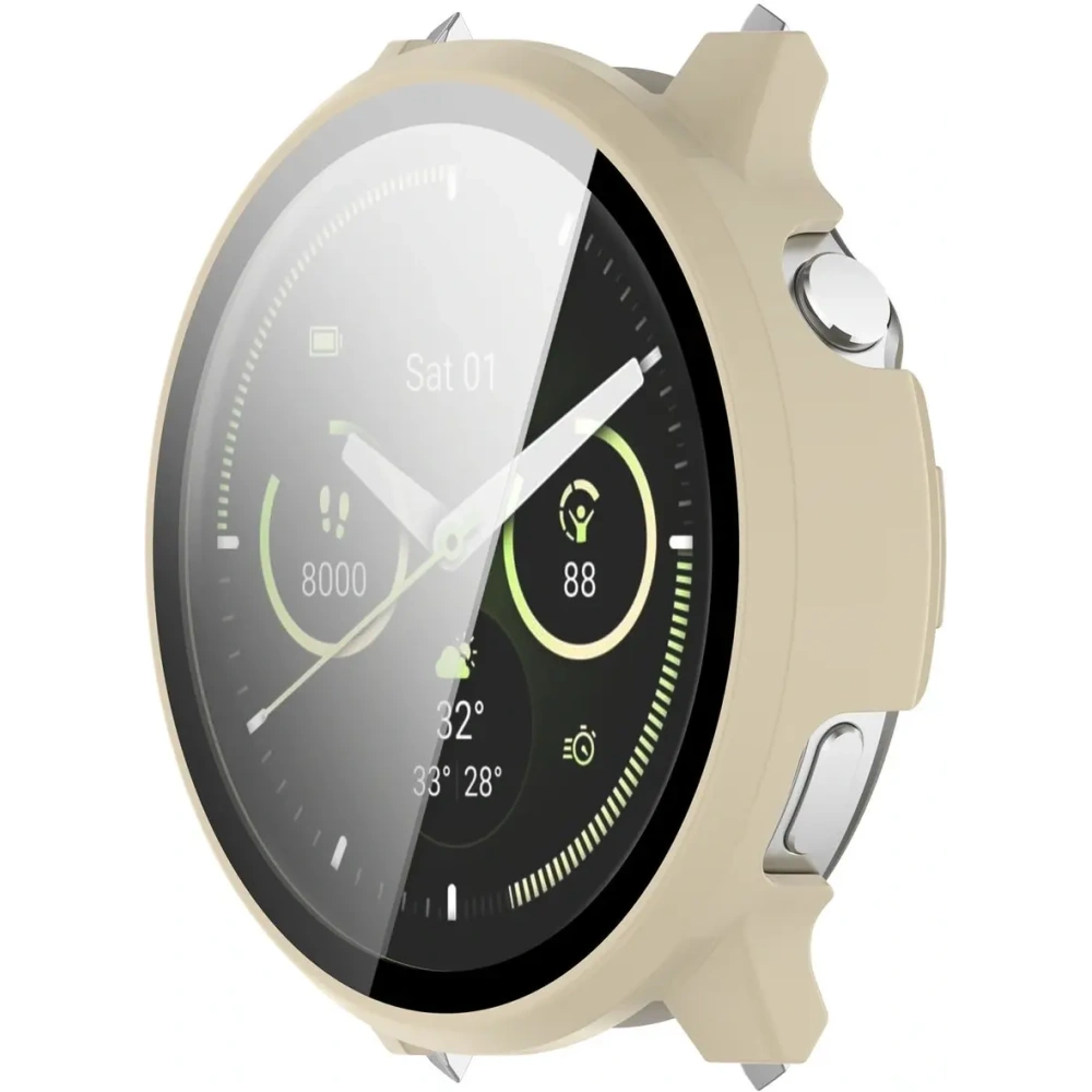 Etui ze szkłem do zegarka Bizon Case+Glass Watch do Garmin Venu 4 41mm beżowe