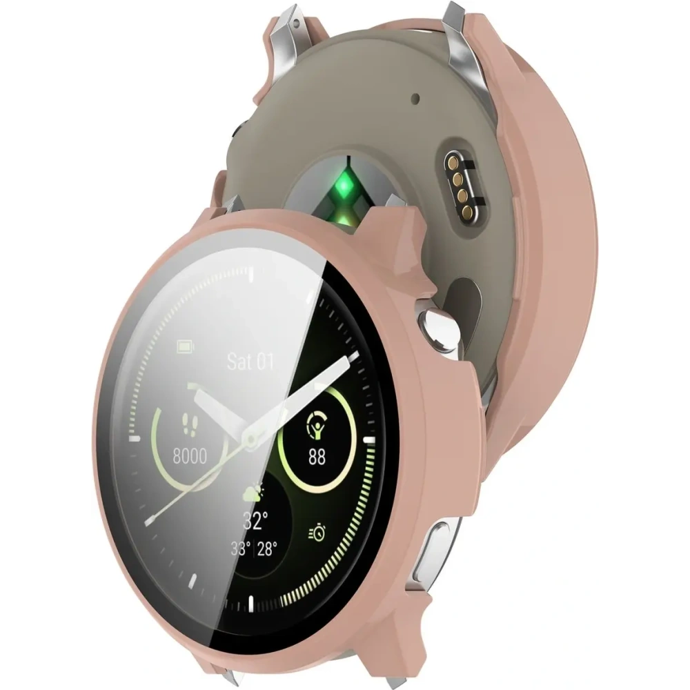 Etui ze szkłem do zegarka Bizon Case+Glass Watch do Garmin Venu 4 41mm różowe