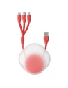 Cablul USB retractabil 3 în 1 Baseus Let's go Little Reunion, Lightning / USB-C / micro USB, 3A, 0,85m (roșu)