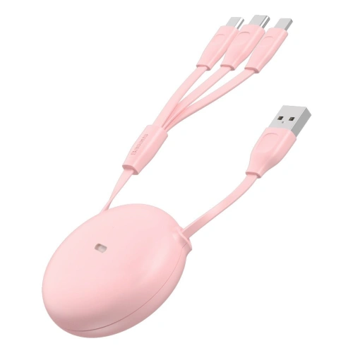 Kup Baseus Aufrollbares 3-in-1-USB-Kabel Let's go Little Reunion, Lightning / USB-C / micro USB, 3A, 0,85m (weiß/rosa) - BSU1587WHTPNK - {ean13} - Sklep Home Screen