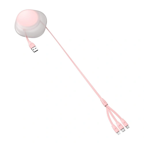Kup Baseus Aufrollbares 3-in-1-USB-Kabel Let's go Little Reunion, Lightning / USB-C / micro USB, 3A, 0,85m (weiß/rosa) - BSU1587WHTPNK - {ean13} - Sklep Home Screen
