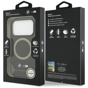 Etui BMW M IML Metal Buttons & Logo MagSafe do Apple iPhone 17 Pro czarno-niebieski