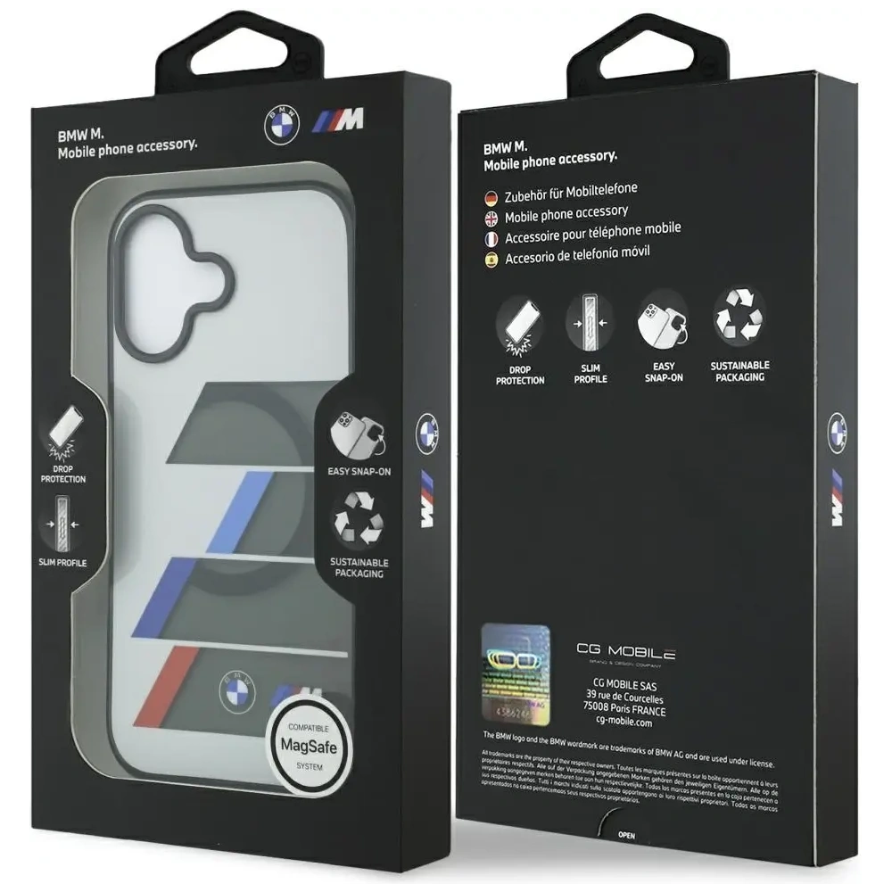 Etui BMW M IML Metal Buttons Tricolor Lines MagSafe do Apple iPhone 17 antracyt