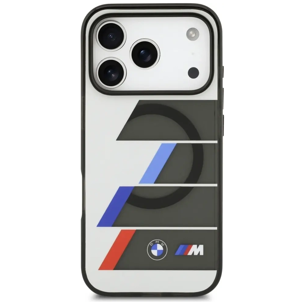 Etui BMW M IML Metal Buttons Tricolor Lines MagSafe do Apple iPhone 17 Pro antracyt