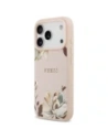 Etui Guess Grained Flowers Classic Logo MagSafe do Apple iPhone 17 Pro różowy