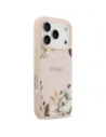 Etui Guess Grained Flowers Classic Logo MagSafe do Apple iPhone 17 Pro różowy
