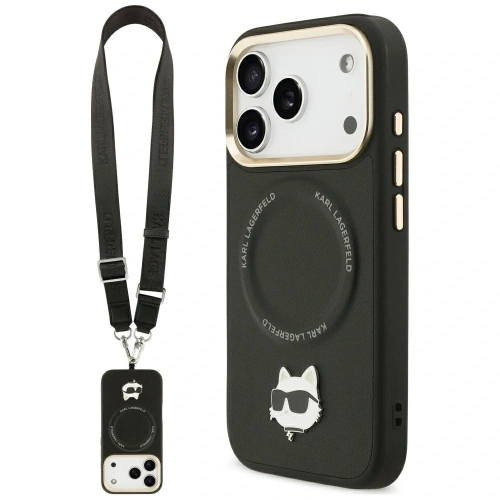 Etui Karl Lagerfeld Big Strap Choupette Metal Logo MagSafe do Apple iPhone 17 Pro czarny