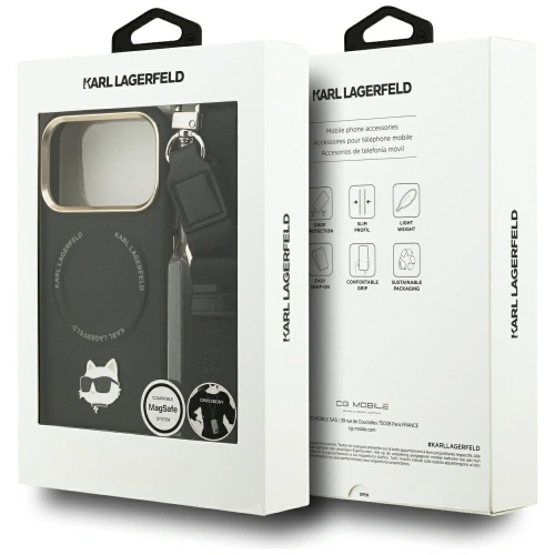 Etui Karl Lagerfeld Big Strap Choupette Metal Logo MagSafe do Apple iPhone 17 Pro czarny