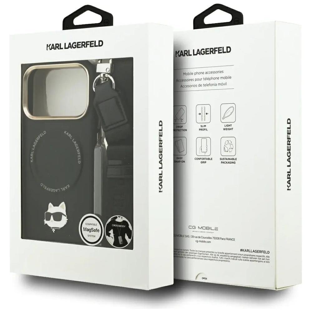 Etui Karl Lagerfeld Big Strap Choupette Metal Logo MagSafe do Apple iPhone 17 Pro Max czarny