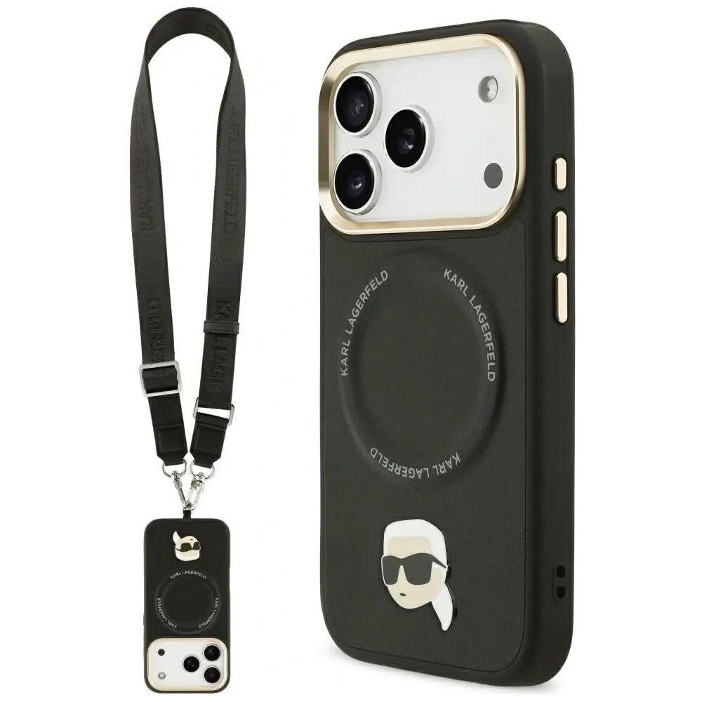 Etui Karl Lagerfeld Big Strap Karl Metal Logo MagSafe do Apple iPhone 17 Pro czarny