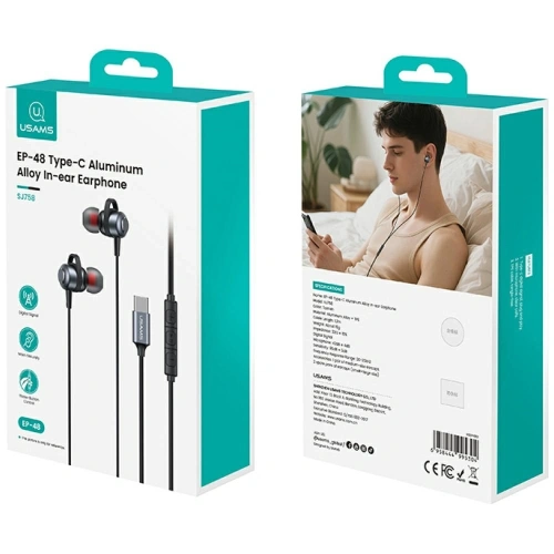 Słuchawki dokanałowe stereo USAMS EP-48 USB-C tarnish