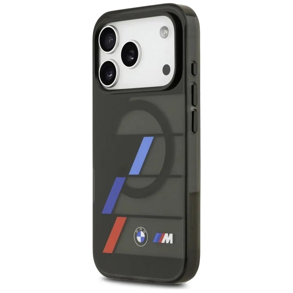 Etui BMW M IML Metal Buttons Tricolor Lines MagSafe do Apple iPhone 17 Pro czarny