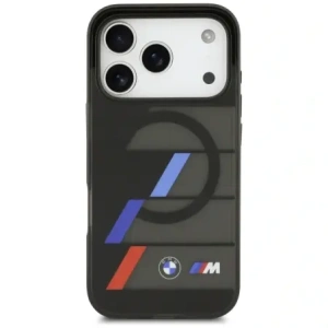 Etui BMW M IML Metal Buttons Tricolor Lines MagSafe do Apple iPhone 17 Pro czarny